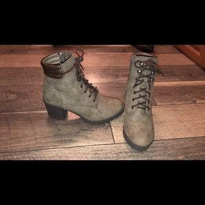Army green high heel boots